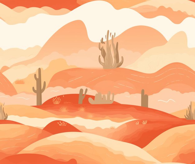 Foto c'è una scena nel deserto con un cavallo e alberi di cactus che generano ai