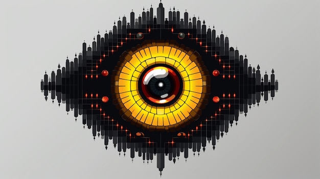 Photo there is a digital image of a yellow eye with a black background generative ai