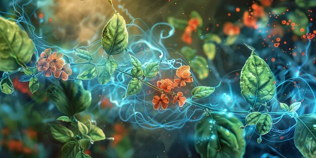 there is a digital painting of a plant with many leaves generative ai