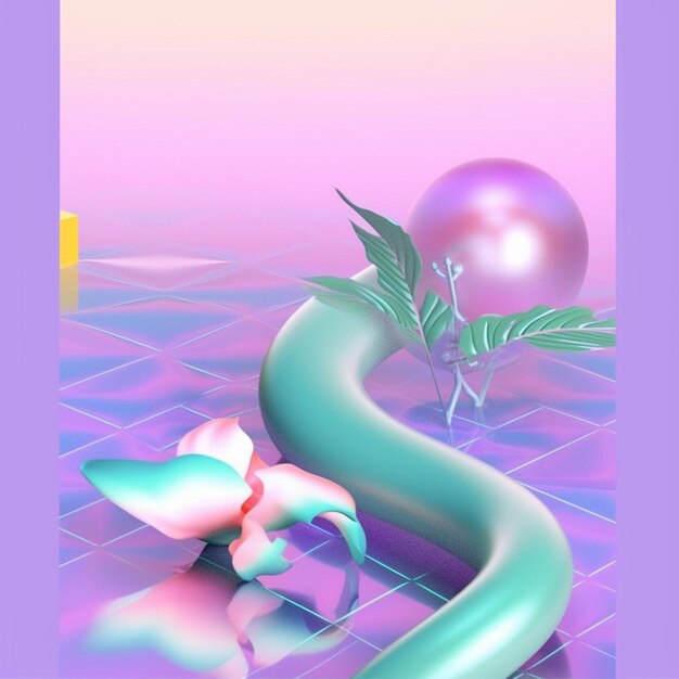 There is a digital painting of a snake with a flower generative ai