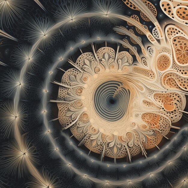 Photo there is a digital painting of a spiral design with a flower generative ai