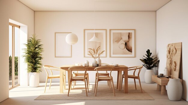 There is a dining room with a table and chairs in it generative ai