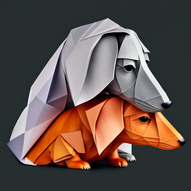 There is a dog made of paper sitting on the ground generative ai