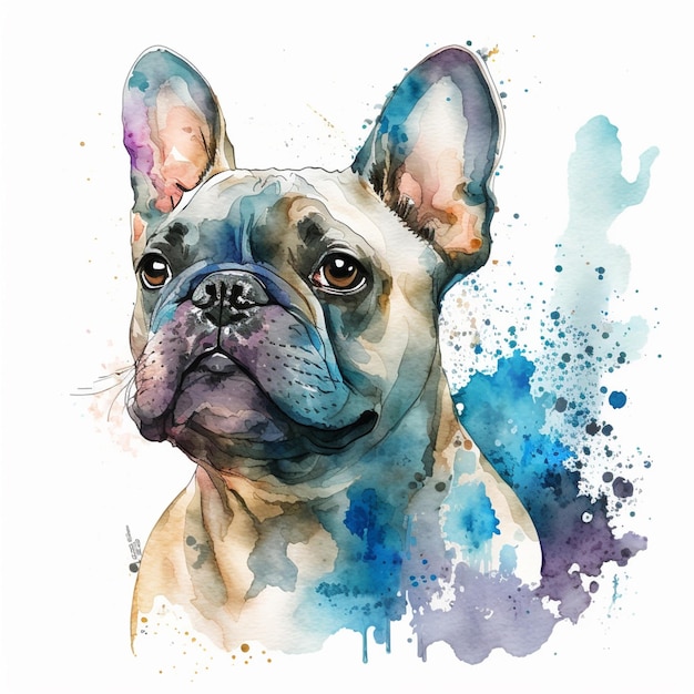 There is a dog that is looking at the camera with a watercolor effect generative ai