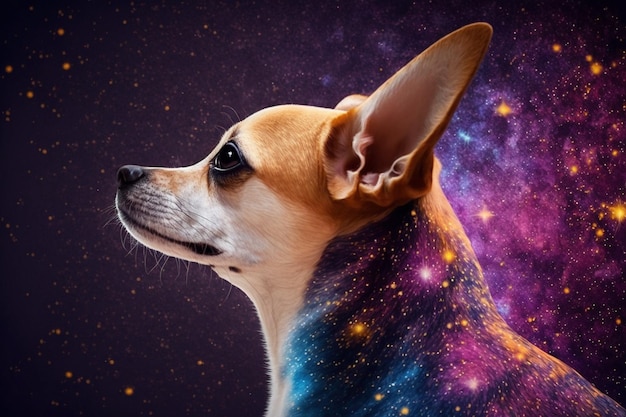 C'è un cane che guarda le stelle generando ai