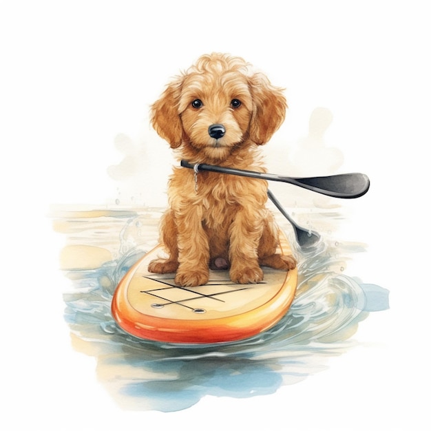 there is a dog that is sitting on a surfboard generative ai