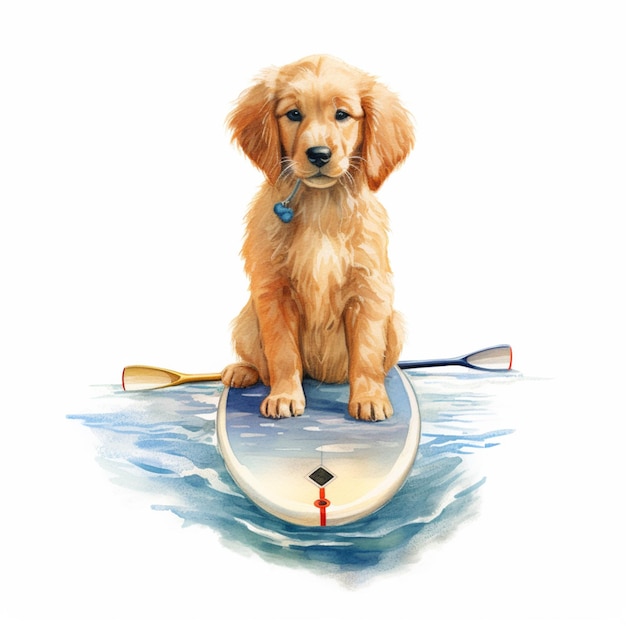 there is a dog that is sitting on a surfboard generative ai