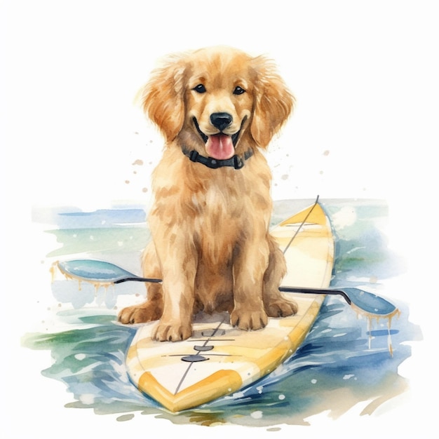 there is a dog that is sitting on a surfboard generative ai