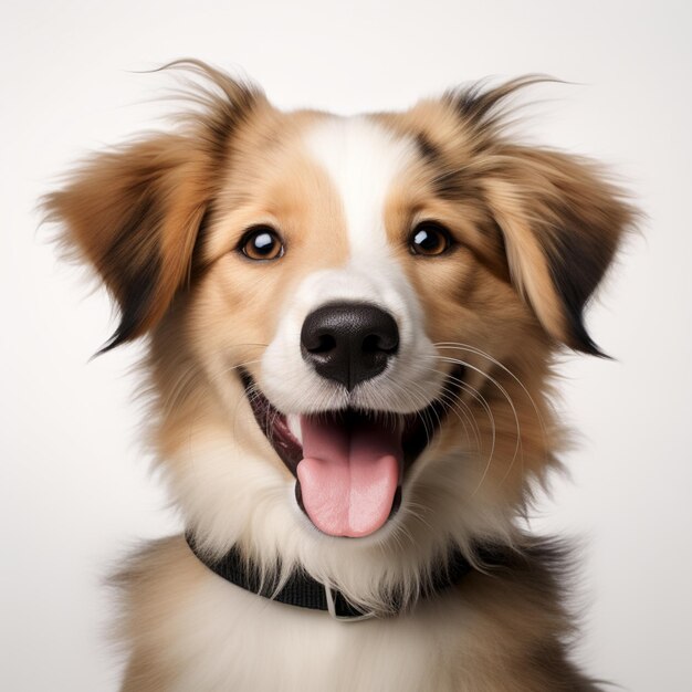 there is a dog that is smiling and looking at the camera generative ai