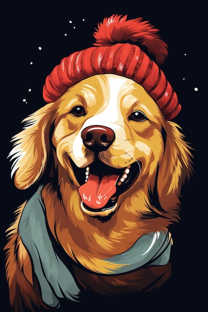 there is a dog wearing a red hat and scarf generative ai