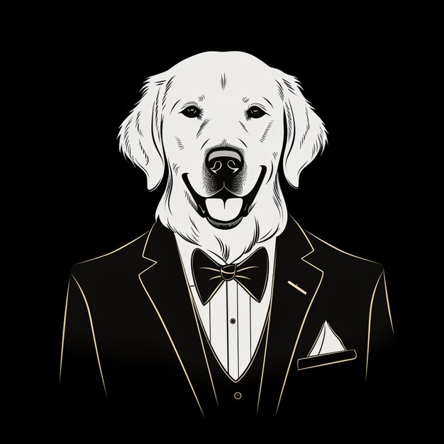 There is a dog wearing a tuxedo and a bow tie generative ai