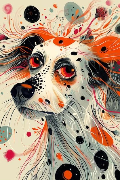 there is a dog with orange and black spots on its face generative ai
