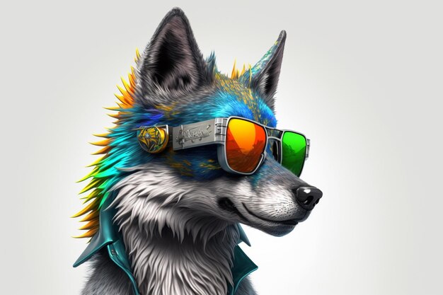 Neon party wolf in sunglasses. Pop art style portrait Stock Illustration |  Adobe Stock