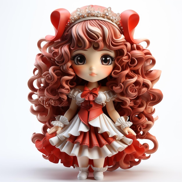 there is a doll with a tiable and a red dress generative ai