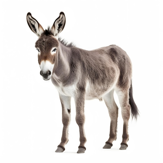 there is a donkey standing on a white surface with a white background Generative AI