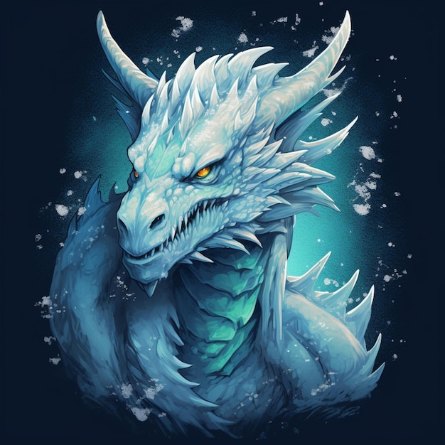 There is a dragon with a blue background and a blue background generative ai