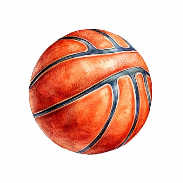 There is a drawing of a basketball ball on a white background generative ai
