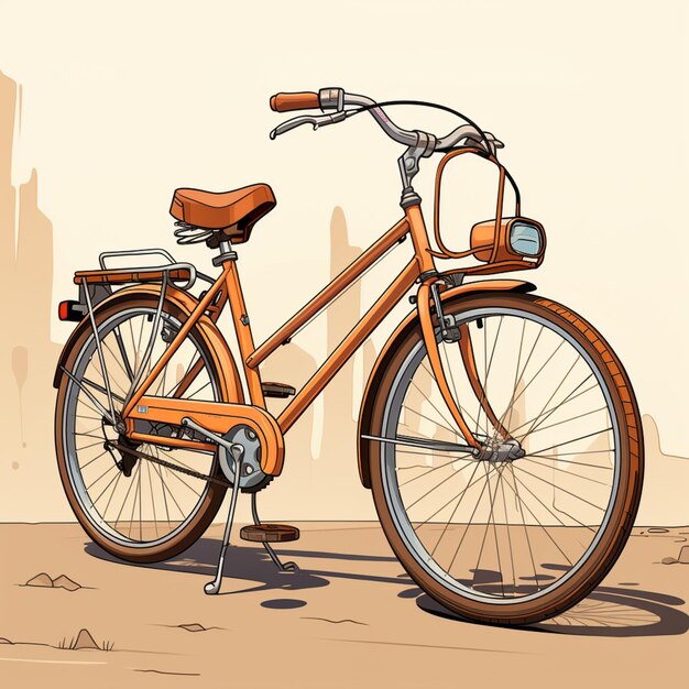Foto c'è il disegno di una bicicletta parcheggiata in strada generativa ai