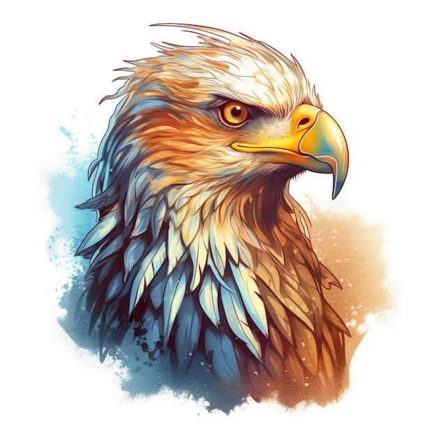 There is a drawing of a bird of prey with a white background generative ai