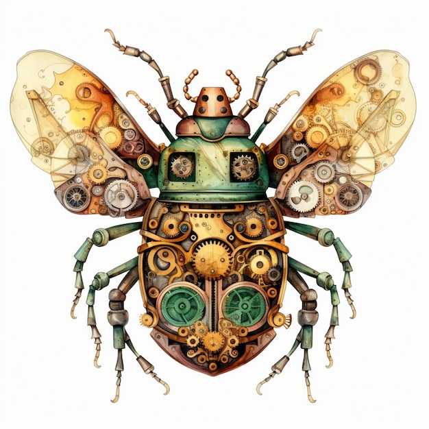 there is a drawing of a bug with gears and gears on it generative ai