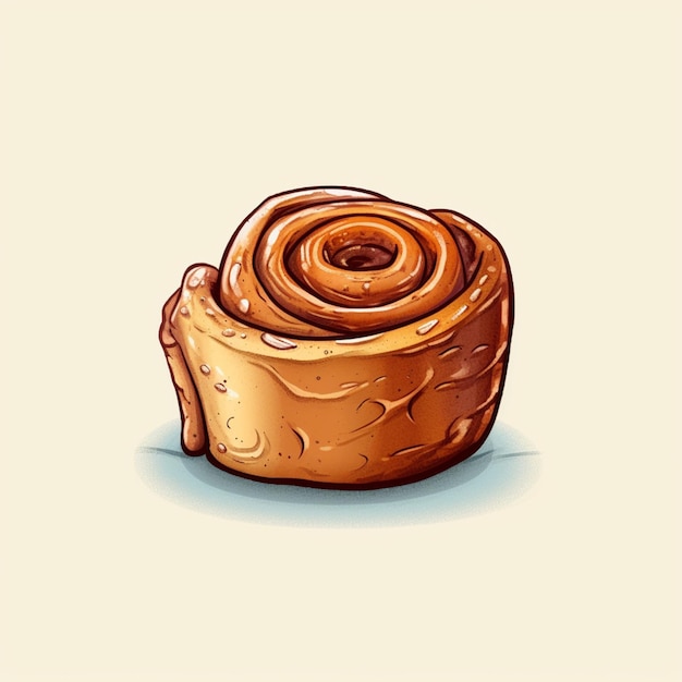 there is a drawing of a cinnamon roll on a white background generative ai