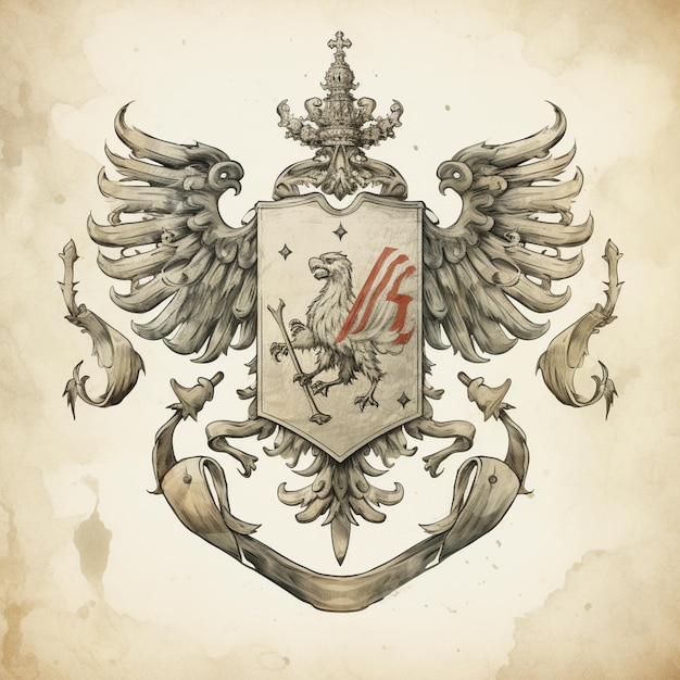 Photo there is a drawing of a coat of arms with a bird on it generative ai