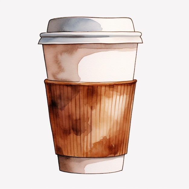 there is a drawing of a coffee cup with a lid generative ai