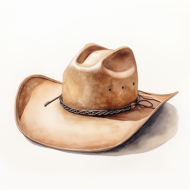 Photo there is a drawing of a cowboy hat with a rope around it generative ai