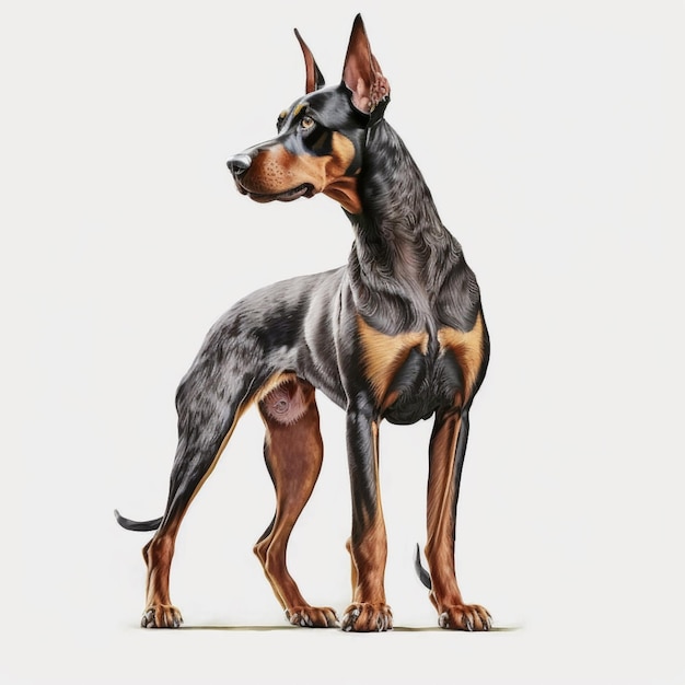 There is a drawing of a dog that is standing on a white surface generative ai