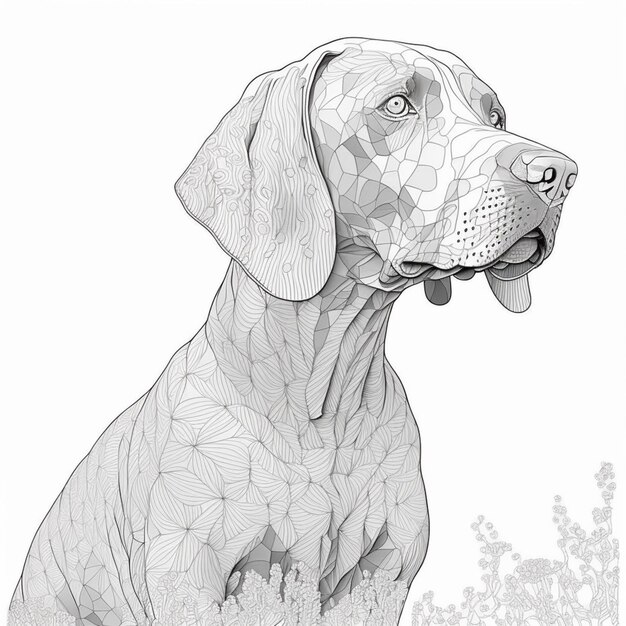 Photo there is a drawing of a dog with a flower pattern on it generative ai