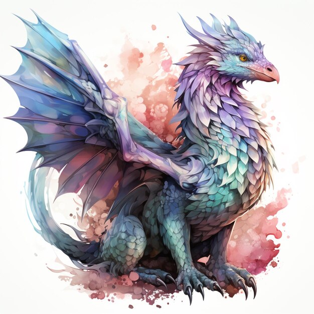 there is a drawing of a dragon with a colorful tail generative ai