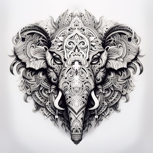 there is a drawing of an elephant with intricate patterns on it generative ai