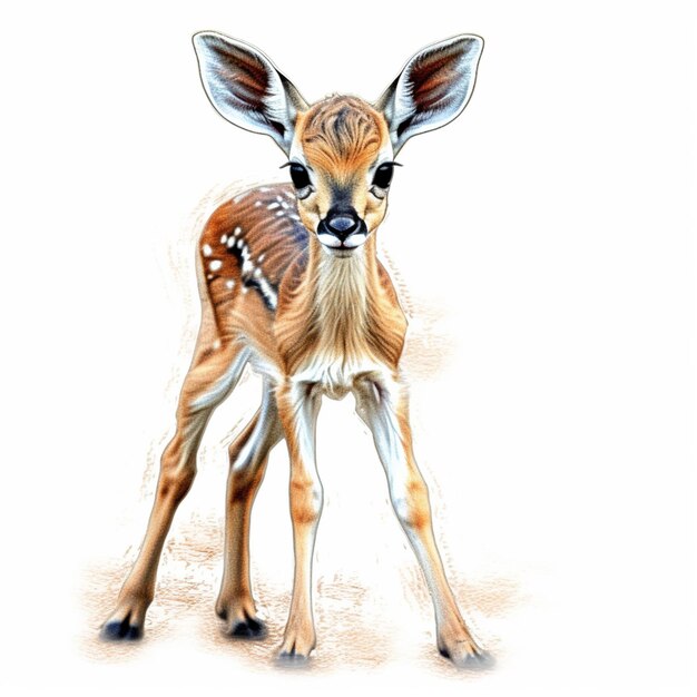 there is a drawing of a fawn standing in the dirt generative ai