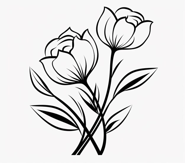 there is a drawing of a flower that is on a white background generative ai