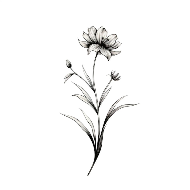 There is a drawing of a flower that is on a white background generative ai