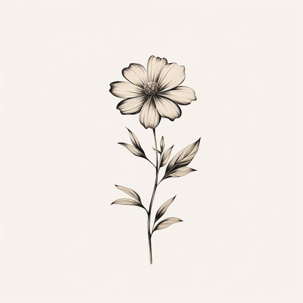 There is a drawing of a flower on a white background generative ai