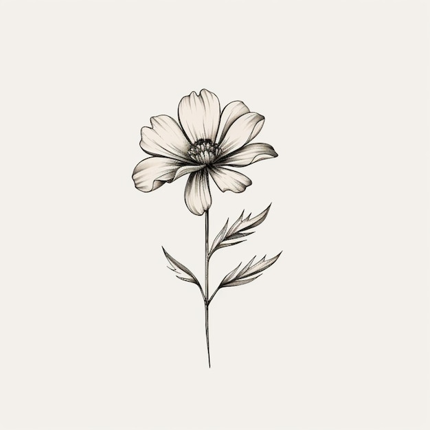 There is a drawing of a flower on a white background generative ai