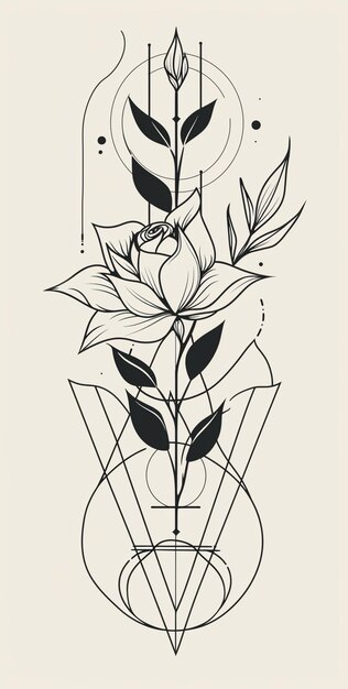 Photo there is a drawing of a flower with a geometric design generative ai