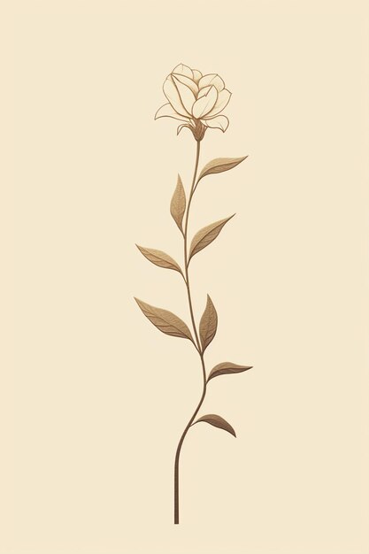 There is a drawing of a flower with leaves on a stem generative ai