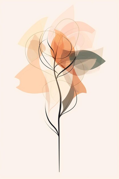 Foto c'è un disegno di un fiore con un gambo e foglie generative ai