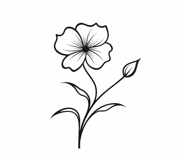 there is a drawing of a flower with a stem and leaves generative ai