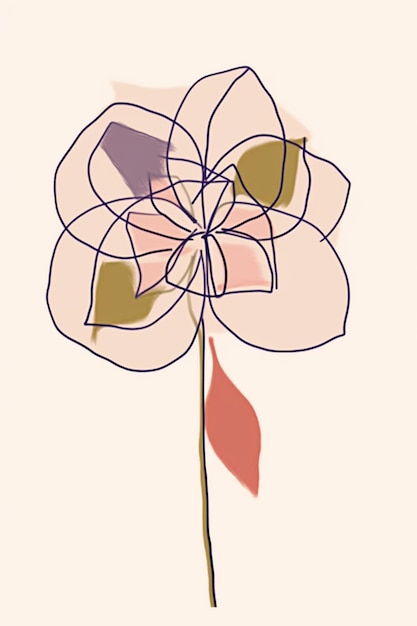 There is a drawing of a flower with a stem and leaves generative ai