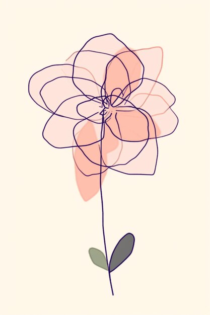 Photo there is a drawing of a flower with a stem and leaves generative ai