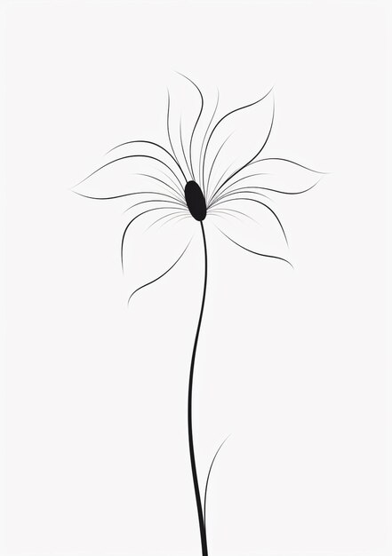 Photo there is a drawing of a flower with a stem on a white background generative ai