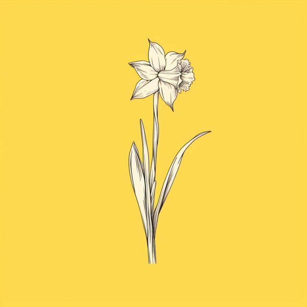 there is a drawing of a flower on a yellow background generative ai