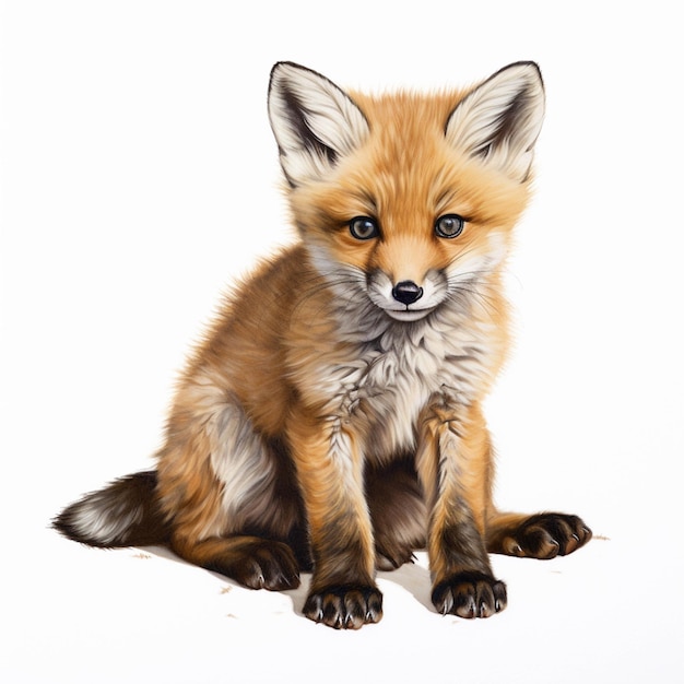 There is a drawing of a fox sitting on the ground generative ai