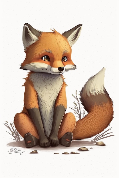 There is a drawing of a fox sitting on the ground generative ai