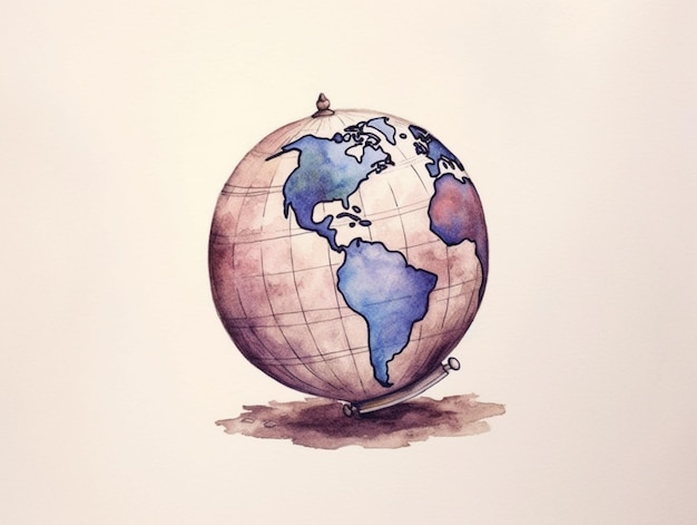 there is a drawing of a globe with a bird on top generative ai