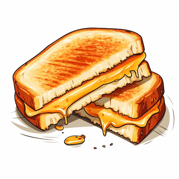 Photo there is a drawing of a grilled cheese sandwich with a bite taken out of it generative ai