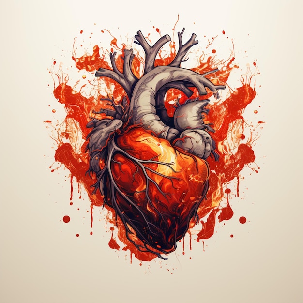 there is a drawing of a heart with blood splatters on it generative ai